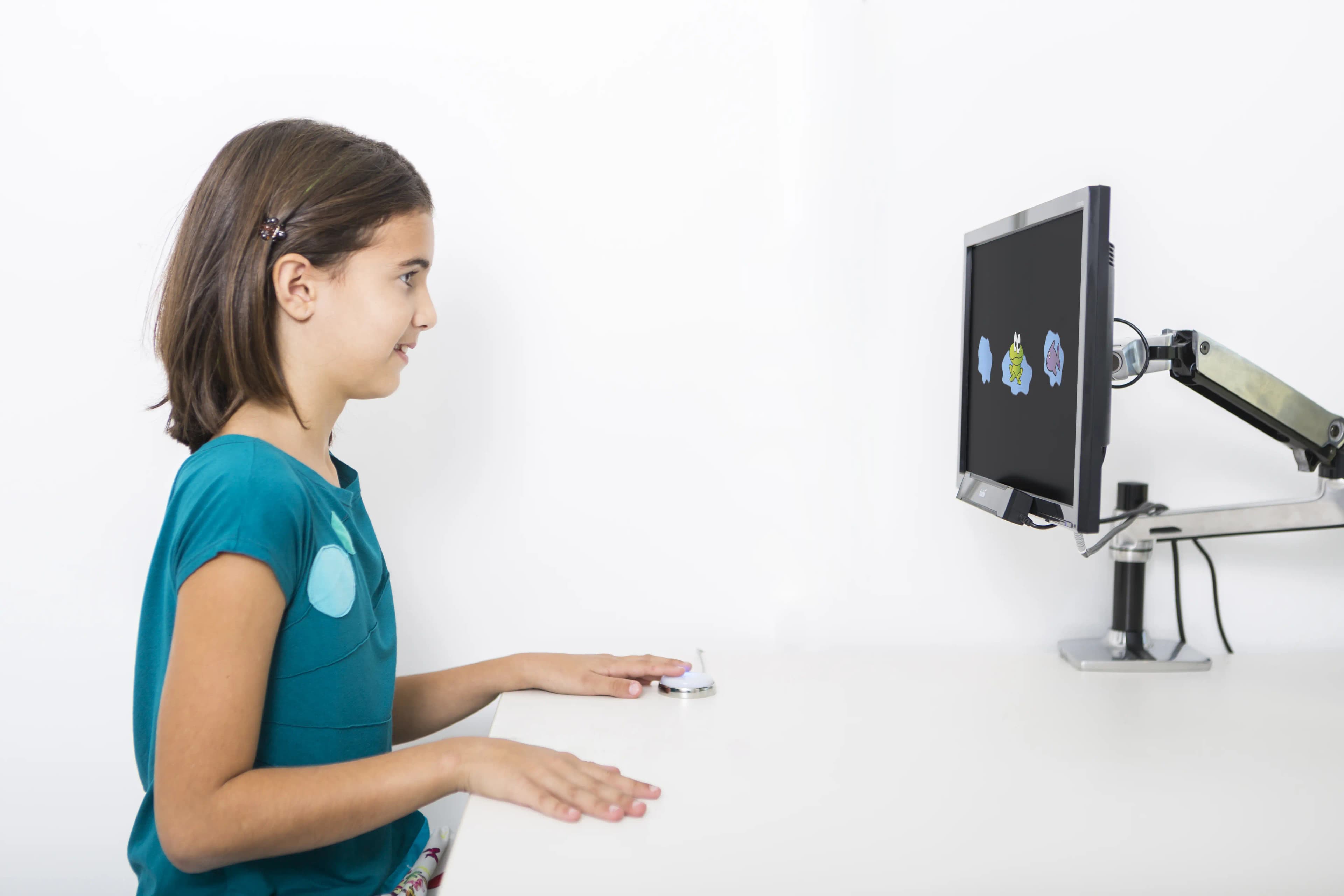 Scientist analysing digital data with high-tech blue-toned medical interface